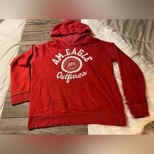 American Eagle Red Hooded Sweatshirt Size Large